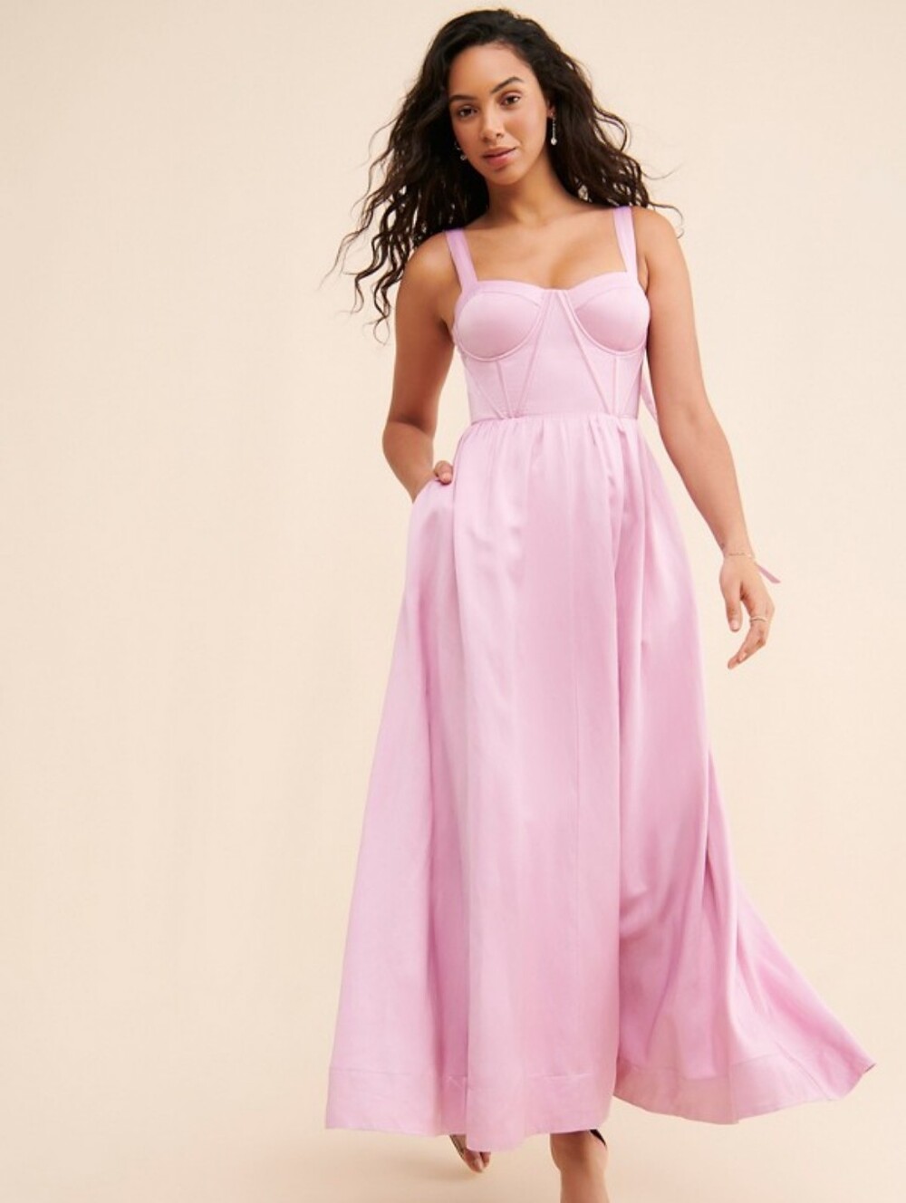 Aureta Showstopper Pink Corset Bustier Maxi Dress M Flawed